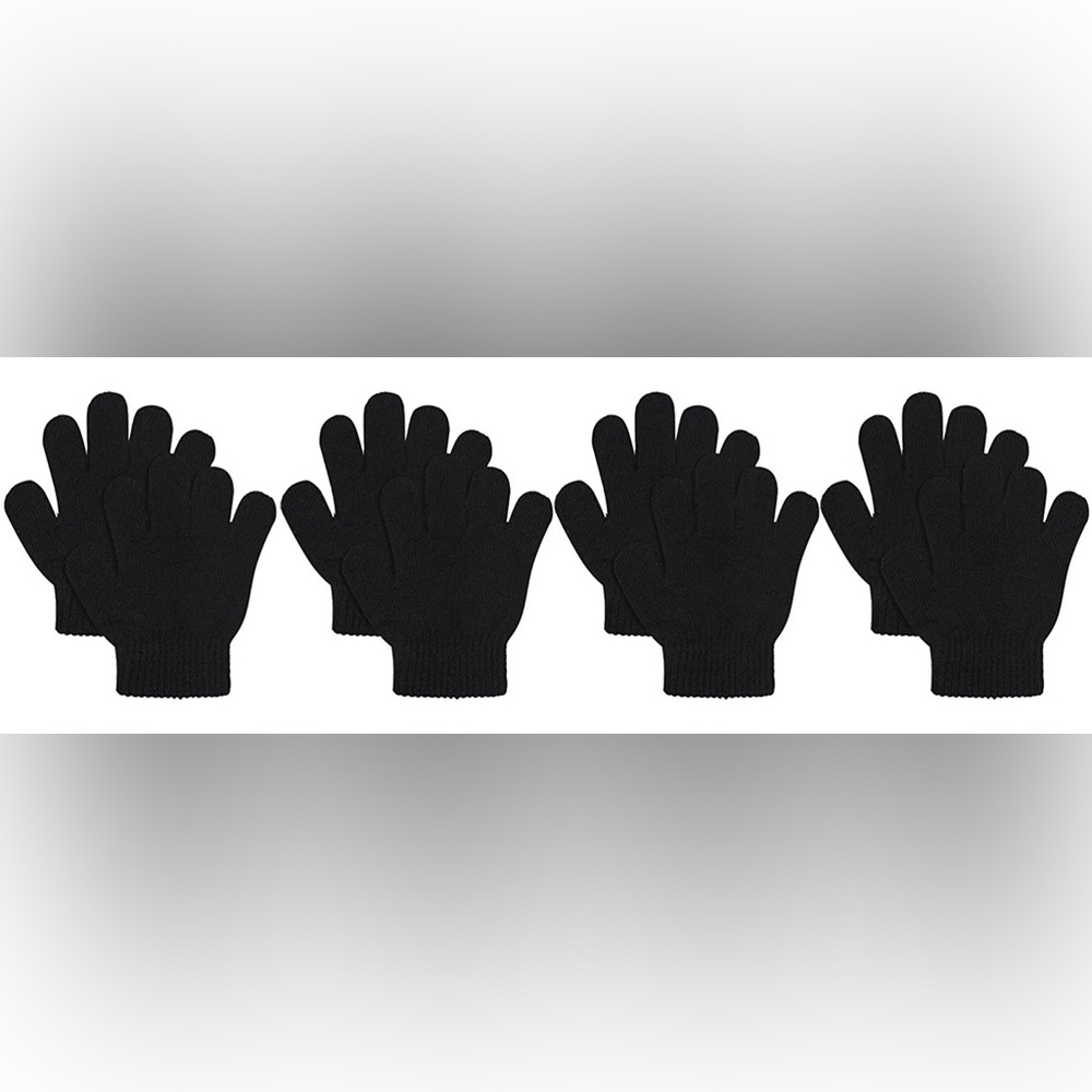 4 Pairs Of Black Unisex Magic Stretchy Gloves